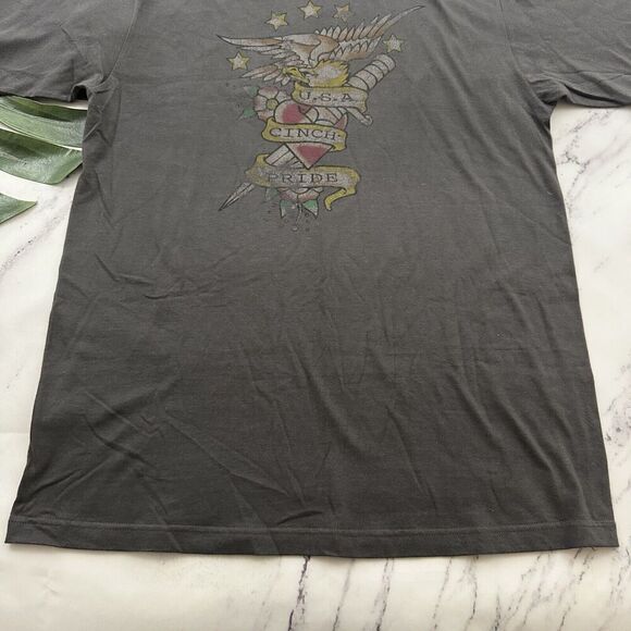 Cinch Mens Americana Tattoo Print Tee Size L Gray Eagle USA Pride Flash T-Shirt - Picture 5 of 10